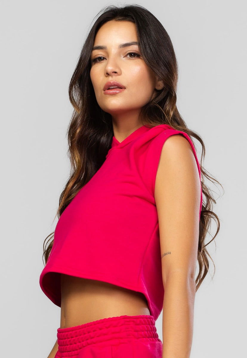 Cropped Regata Com Capuz Pink - Vicbela