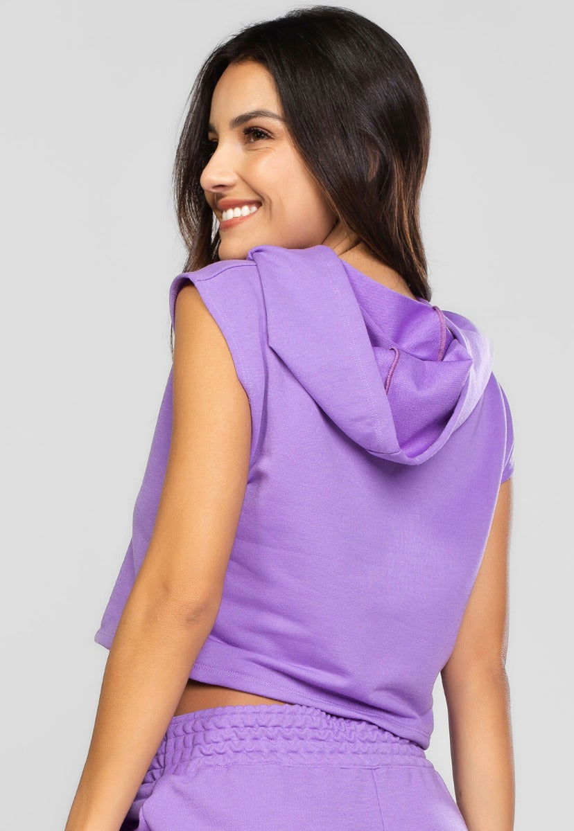 Cropped Regata Com Capuz Roxo - Vicbela