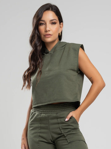 Cropped Regata Com Capuz Verde - Vicbela