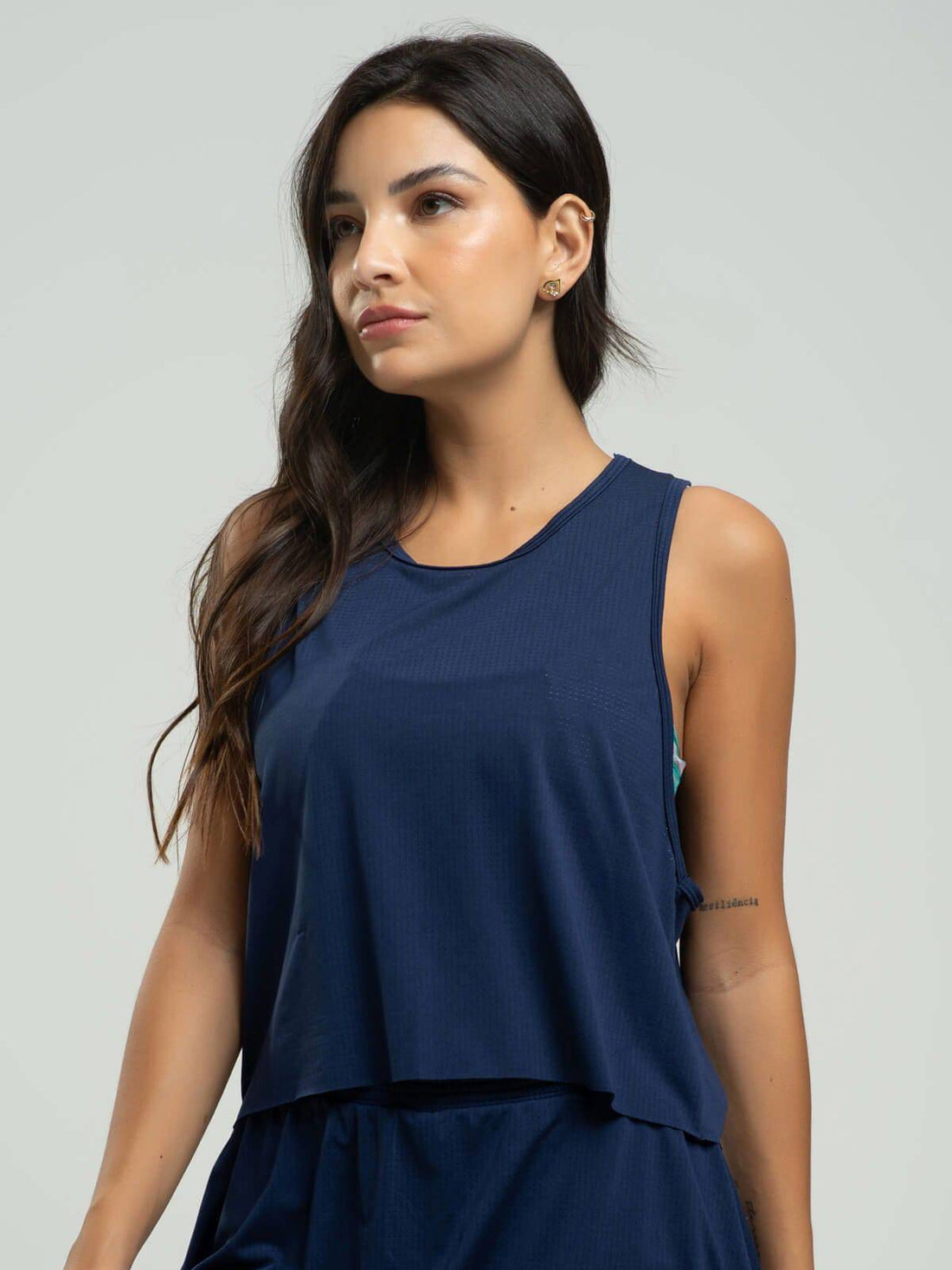 Cropped Regata Fitness Beach Tennis Azul Marinho - Vicbela