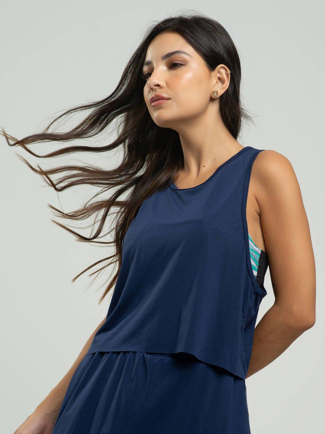 Cropped Regata Fitness Beach Tennis Azul Marinho - Vicbela