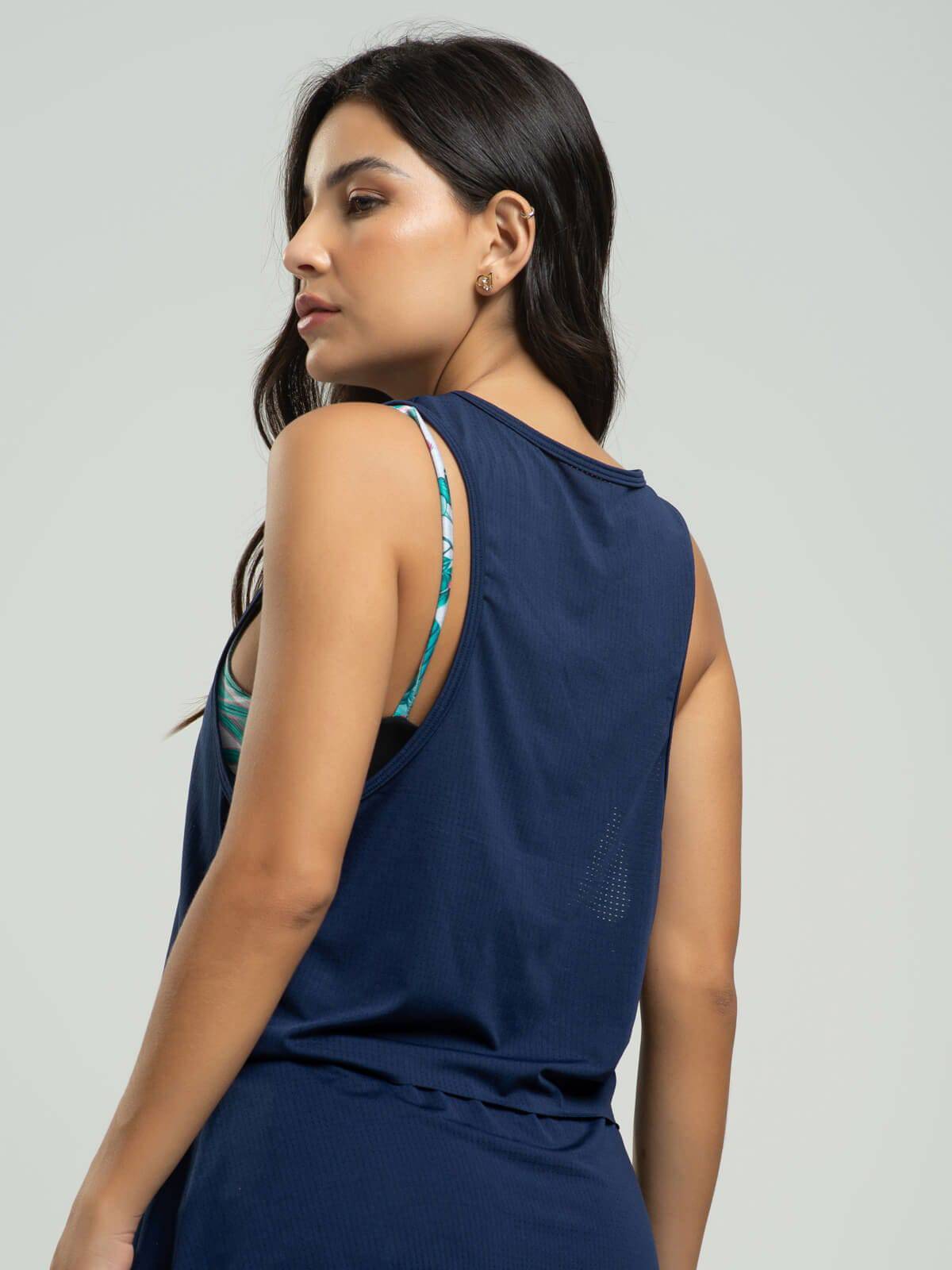 Cropped Regata Fitness Beach Tennis Azul Marinho - Vicbela