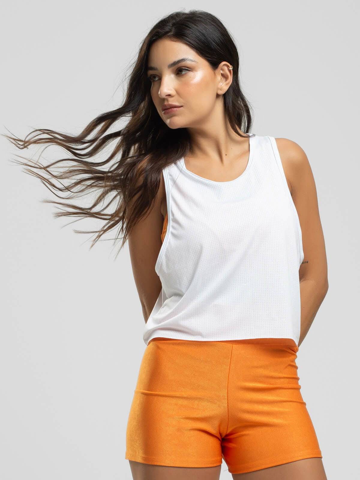 Cropped Regata Fitness Beach Tennis Branco - Vicbela