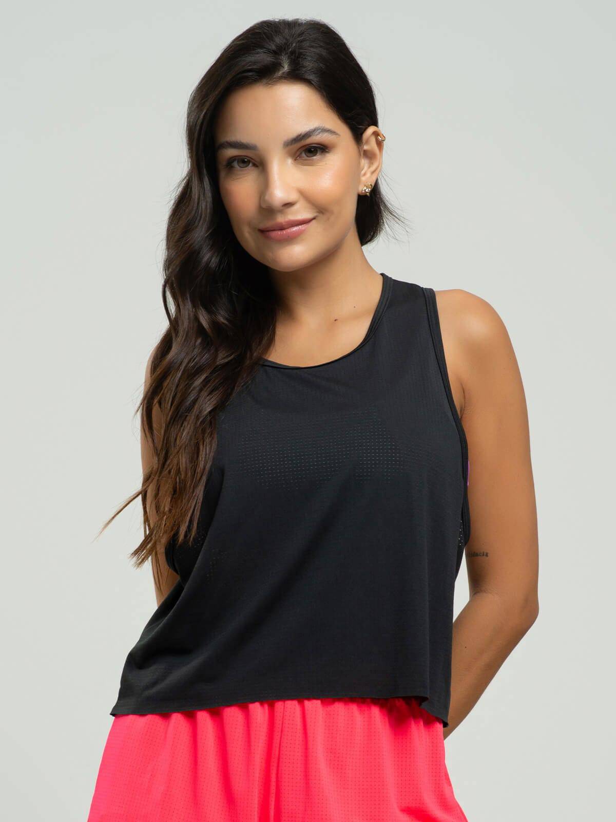 Cropped Regata Fitness Beach Tennis Preto - Vicbela