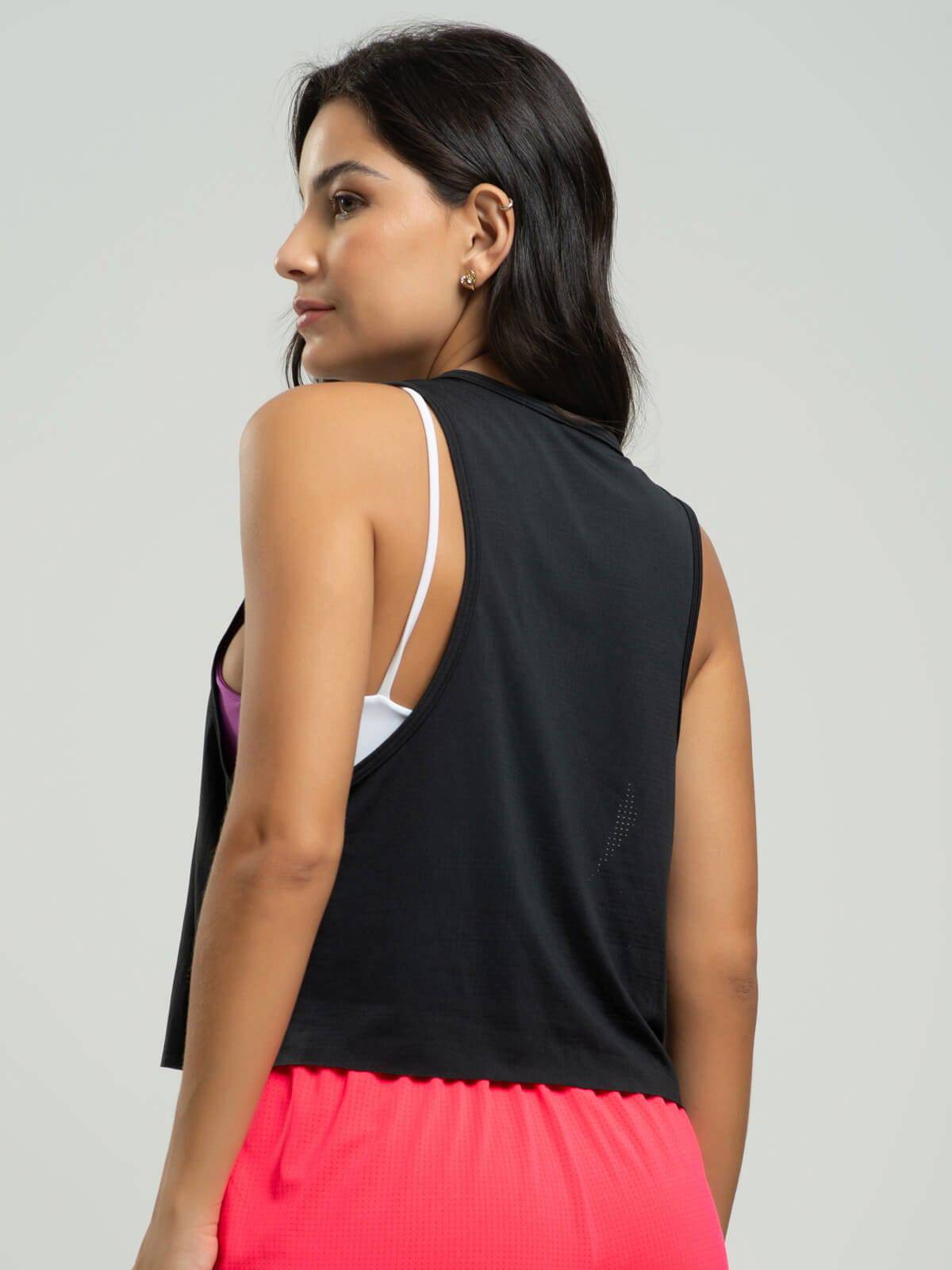 Cropped Regata Fitness Beach Tennis Preto - Vicbela