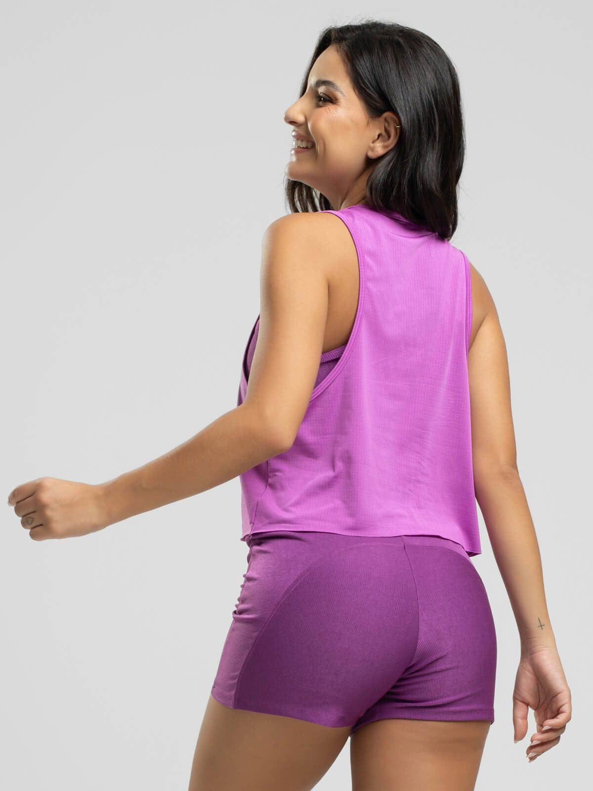 Cropped Regata Fitness Beach Tennis Roxo - Vicbela
