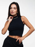 Cropped Regata Gola Alta Preto - Vicbela