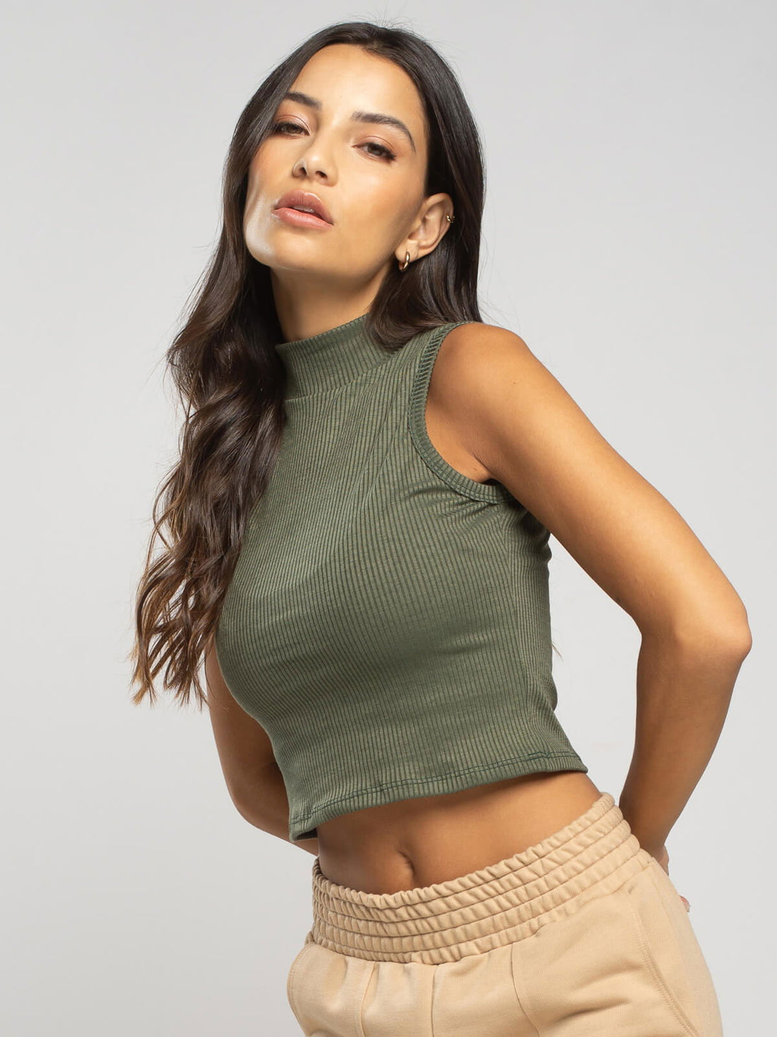 Cropped Regata Gola Alta Verde - Vicbela