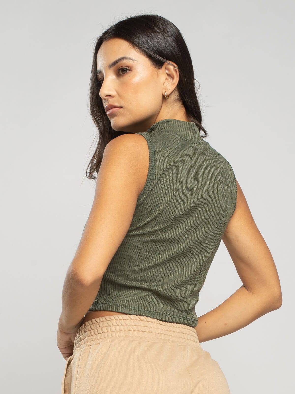 Cropped Regata Gola Alta Verde - Vicbela