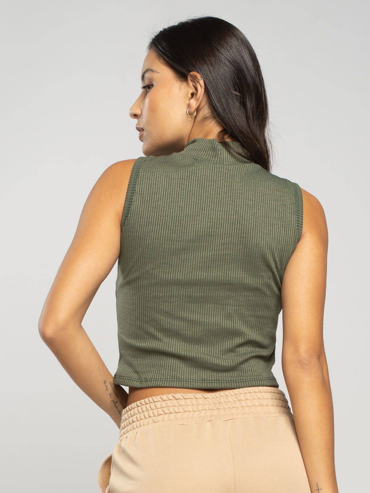 Cropped Regata Gola Alta Verde - Vicbela