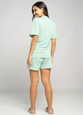 Pijama Suede Short e Blusa Manga Curta Verde - Vicbela