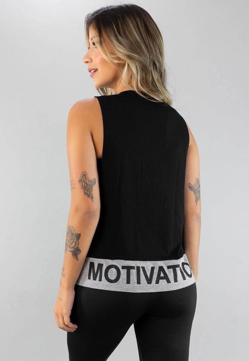 Regata Feminina Fitness Motivation Preto - Vicbela