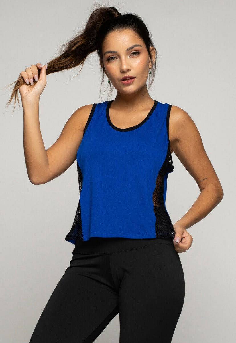Regata Telinha Feminina Fitness Azul - Vicbela