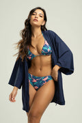 Saída de Praia Kimono Liso Azul Marinho - Vicbela