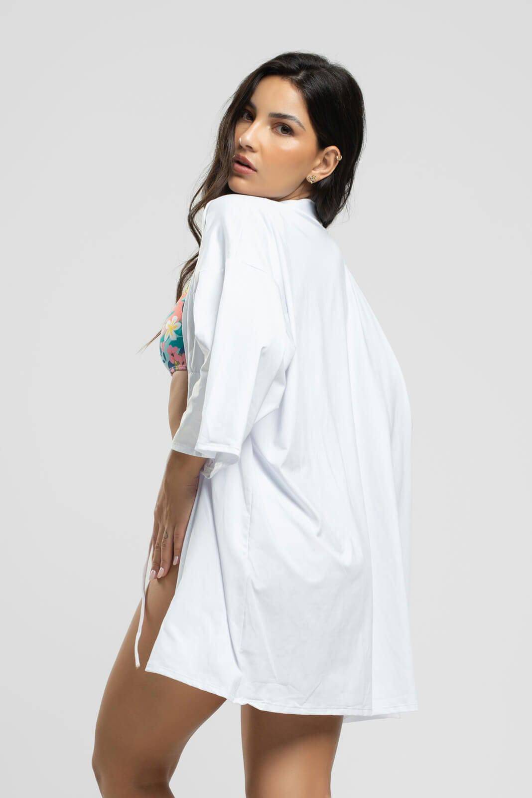 Saída de Praia Kimono Liso Branco - Vicbela