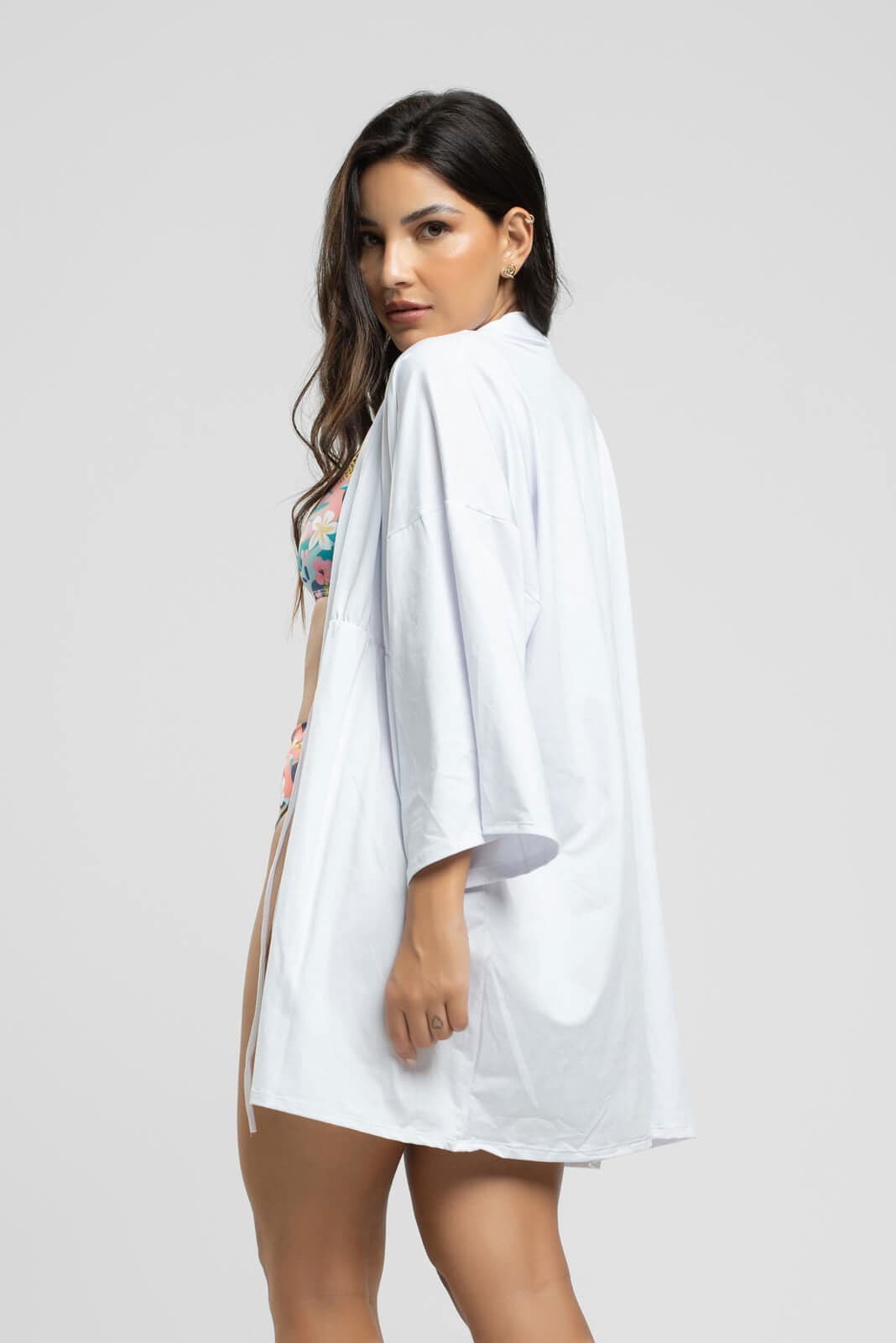 Saída de Praia Kimono Liso Branco - Vicbela
