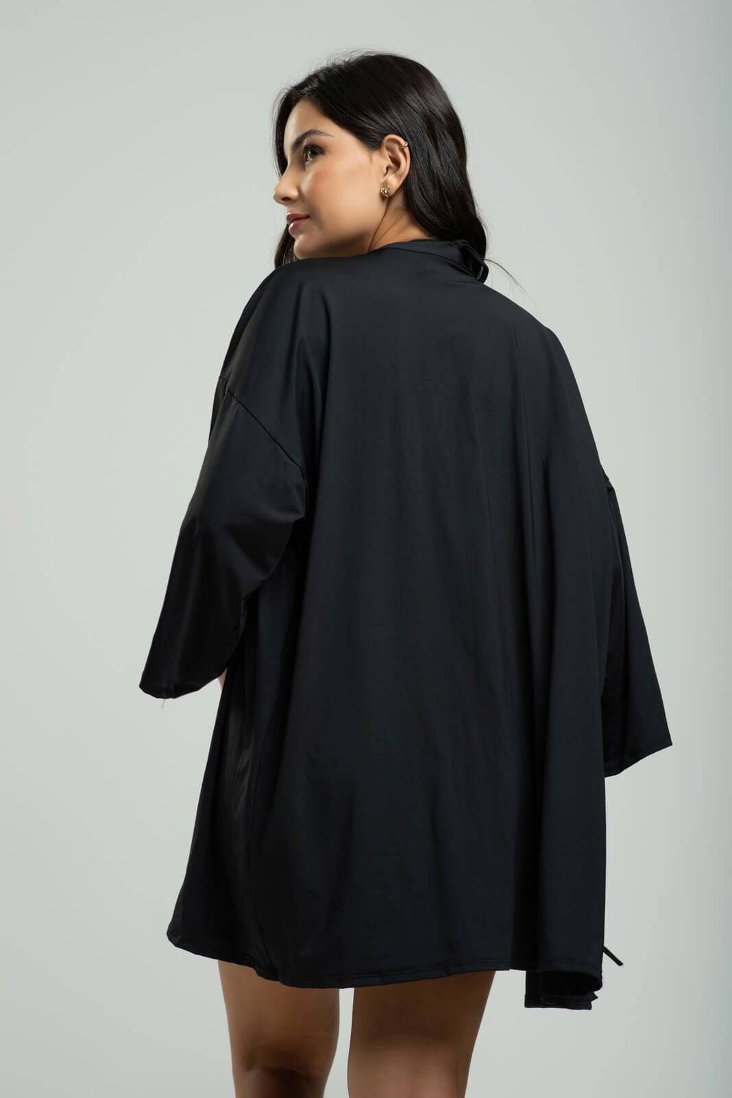 Saída de Praia Kimono Liso Preto - Vicbela