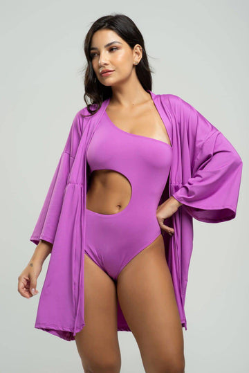 Saída de Praia Kimono Liso Roxo - Vicbela