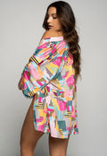 Saída de Praia Kimono UV Estampado Amarelo - Vicbela