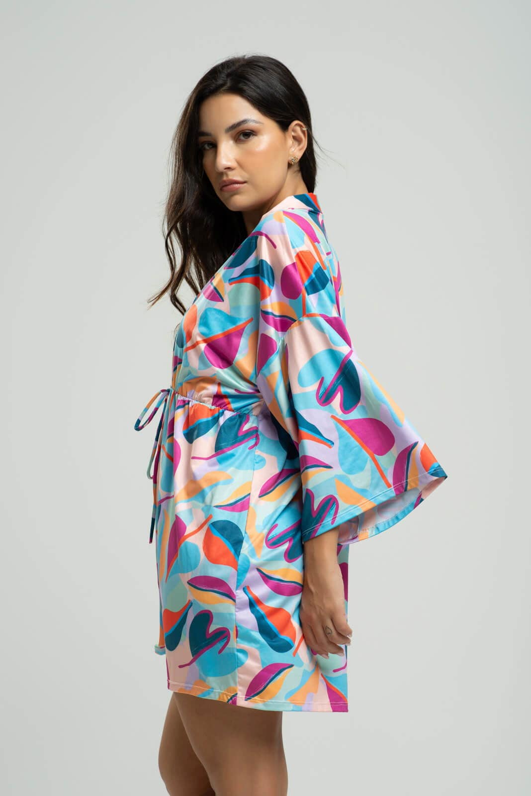 Saída de Praia Kimono UV Estampado Colorido - Vicbela