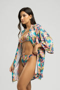 Saída de Praia Kimono UV Estampado Flor - Vicbela