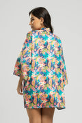 Saída de Praia Kimono UV Estampado Flor - Vicbela