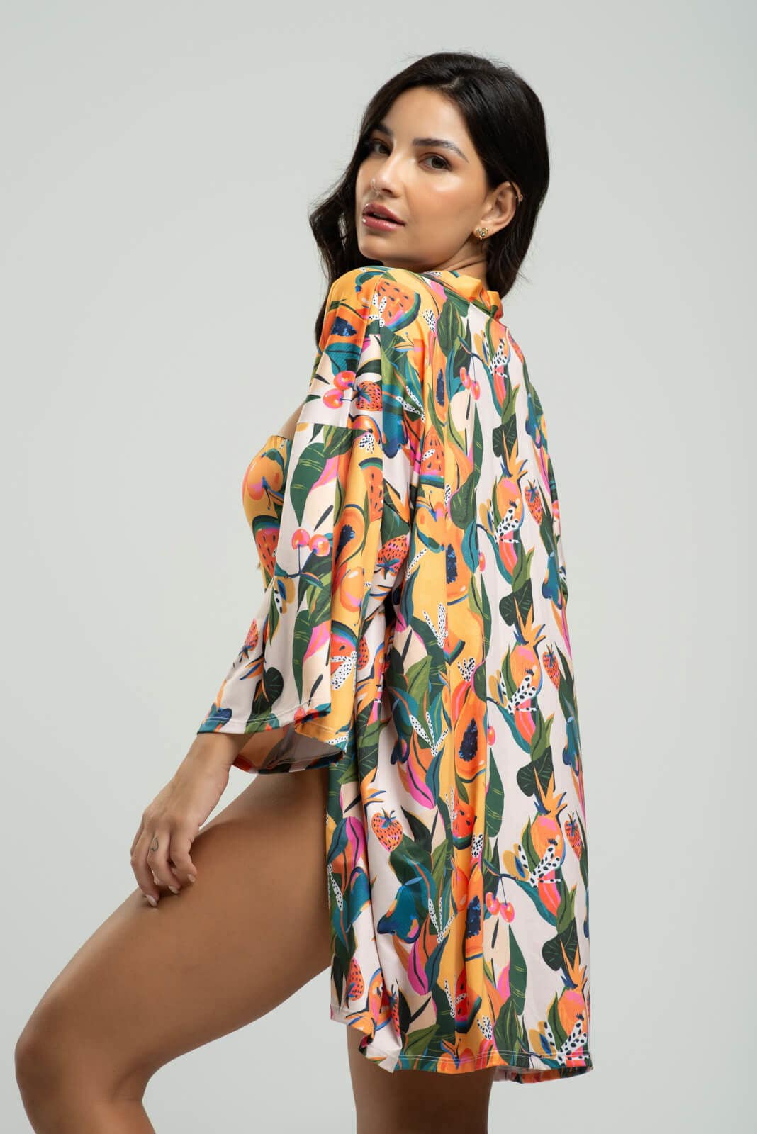 Saída de Praia Kimono UV Estampado Mamão - Vicbela