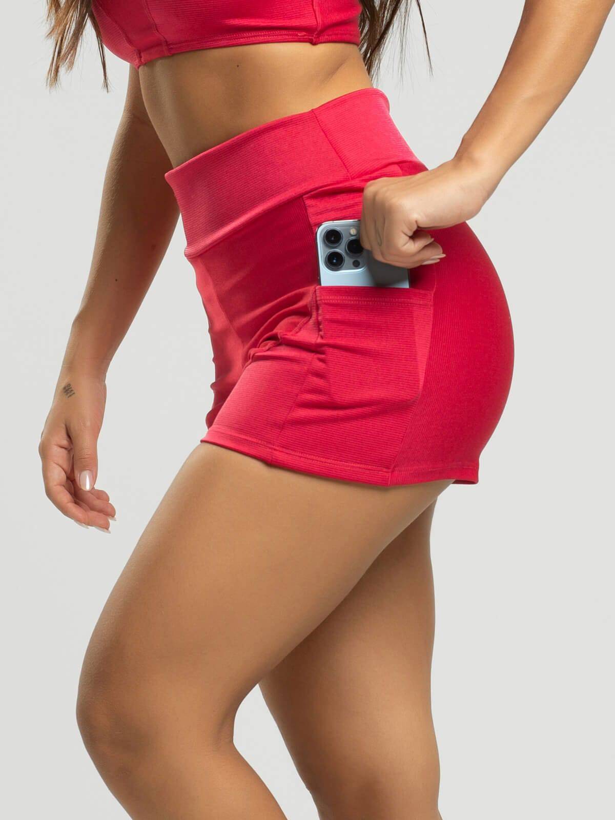 Short Curto Com Bolso Suplex Wonder Rosa - Vicbela