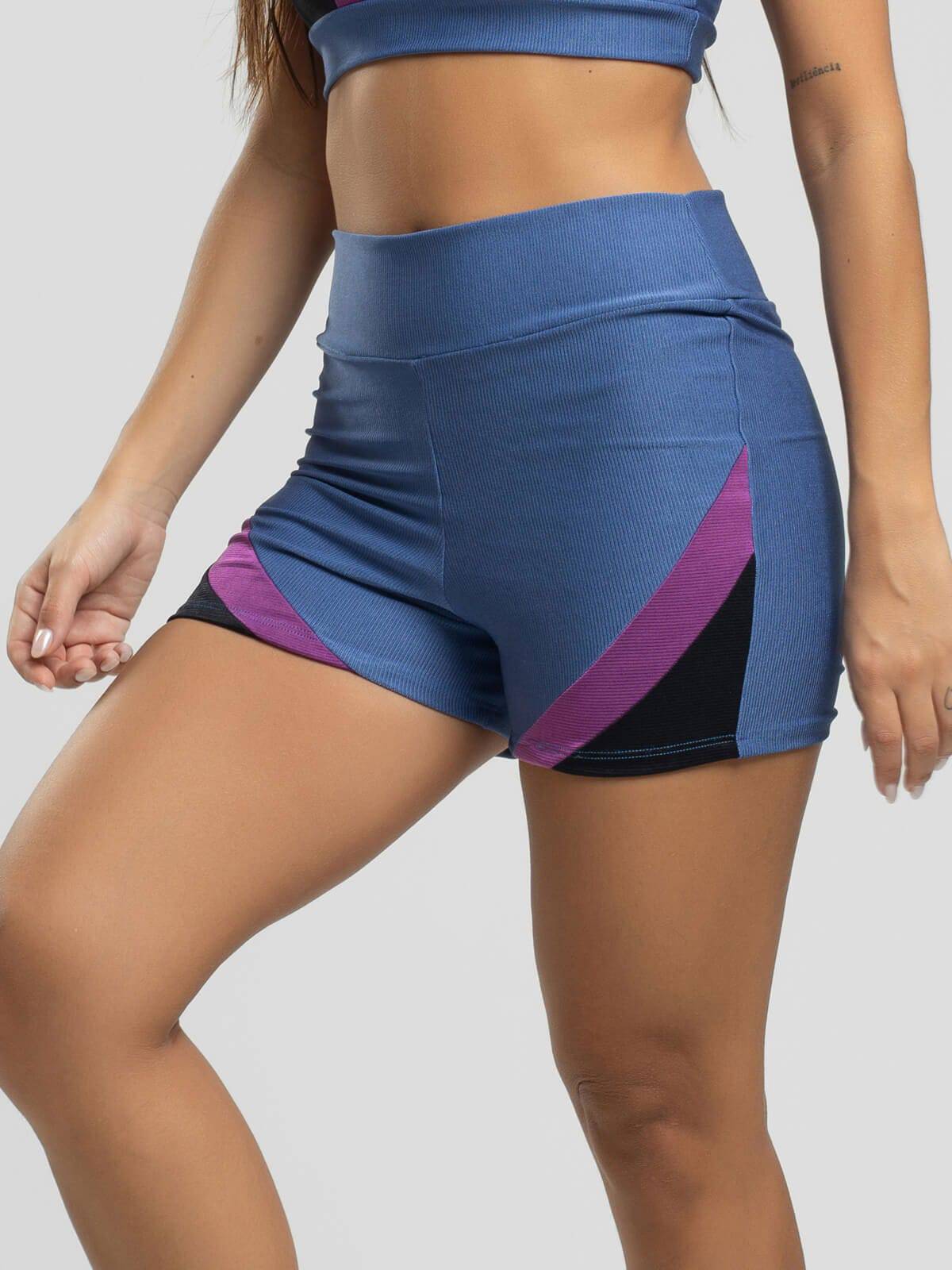 Short Curto Fitness Colorido Suplex Wonder Azul - Vicbela