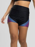 Short Curto Fitness Colorido Suplex Wonder Preto com Azul - Vicbela