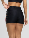 Short Curto Fitness Colorido Suplex Wonder Preto com Laranja - Vicbela