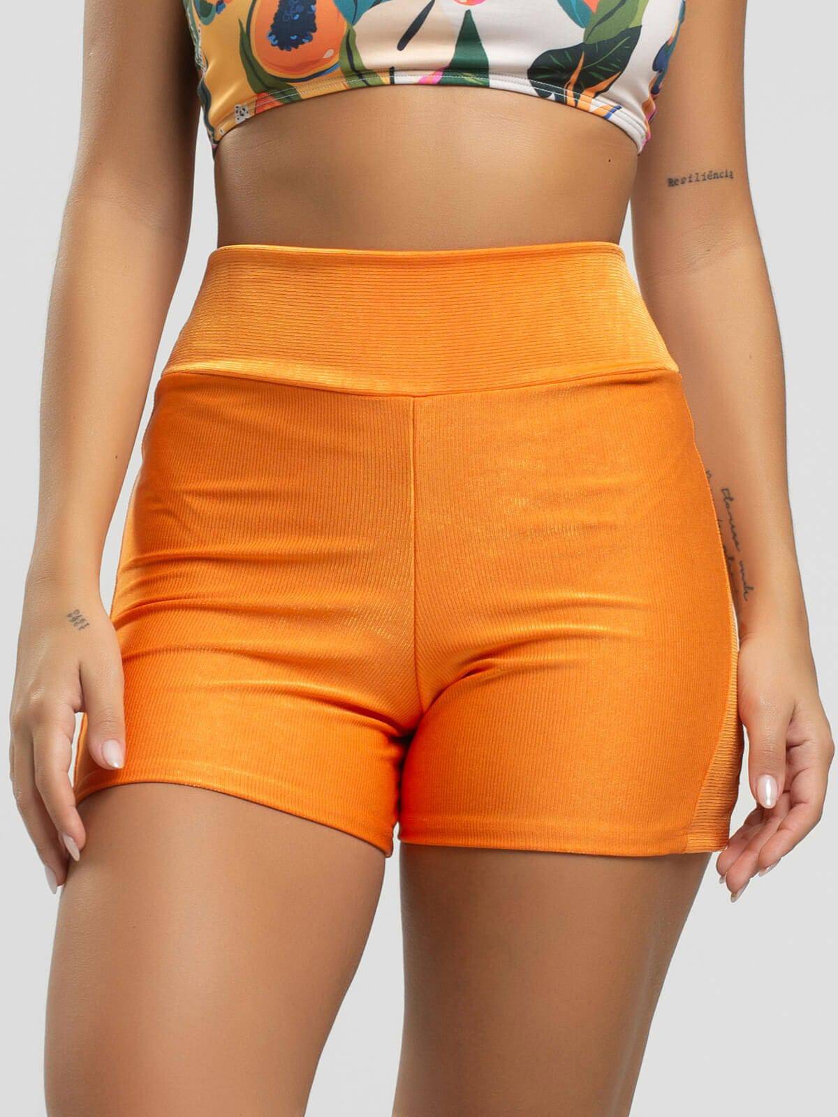 Short Curto Fitness Recortes Suplex Wonder Laranja - Vicbela