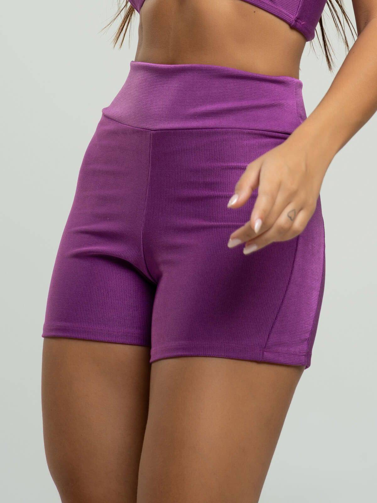 Short Curto Fitness Recortes Suplex Wonder Roxo - Vicbela