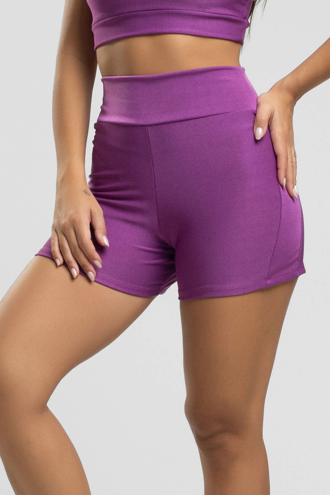Short Curto Fitness Recortes Suplex Wonder Roxo - Vicbela