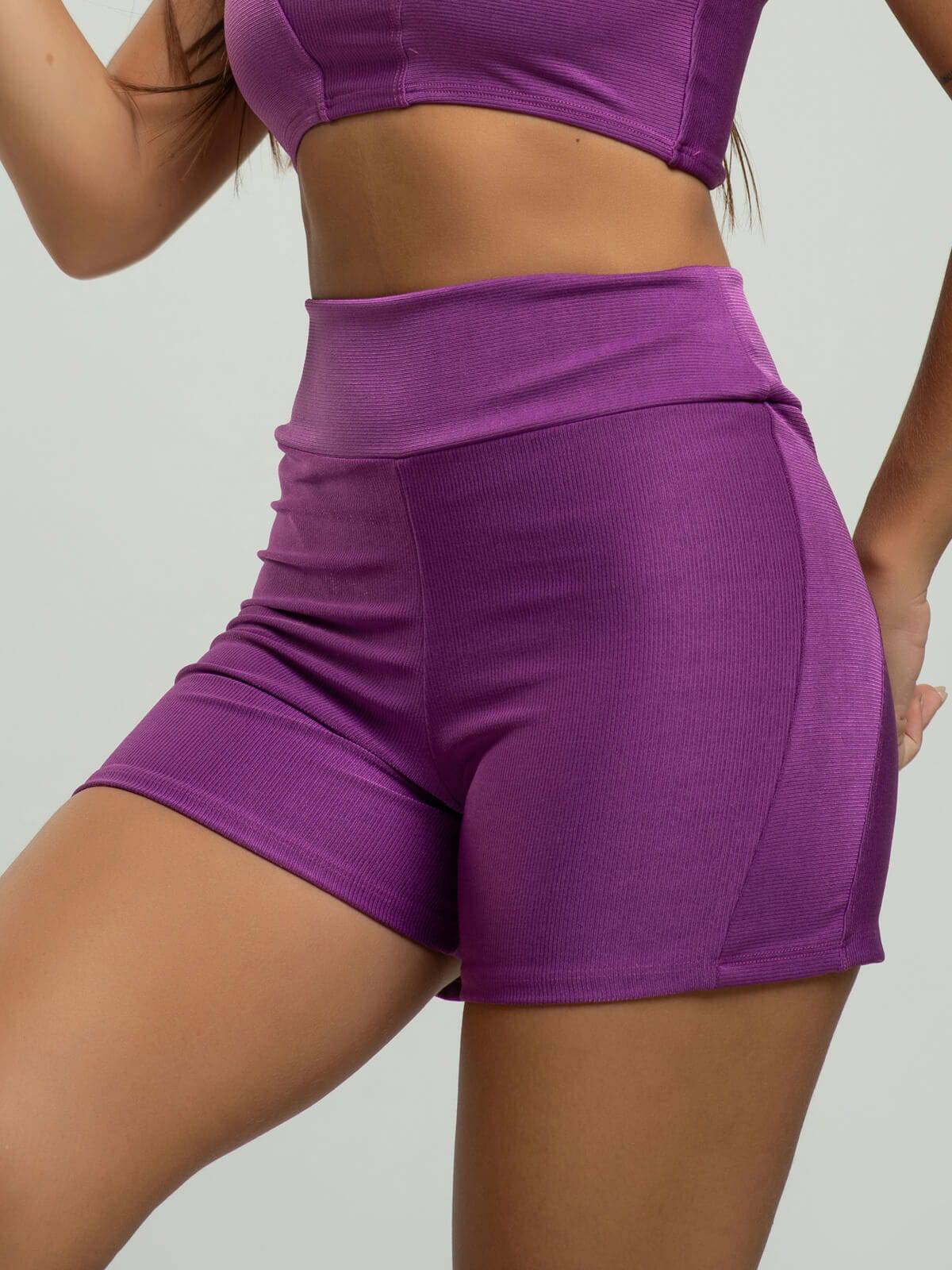 Short Curto Fitness Recortes Suplex Wonder Roxo - Vicbela