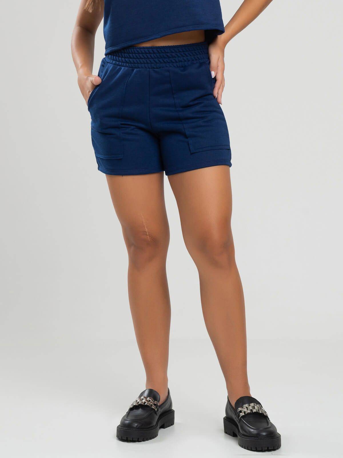 Short Curto Moletinho Azul Marinho - Vicbela