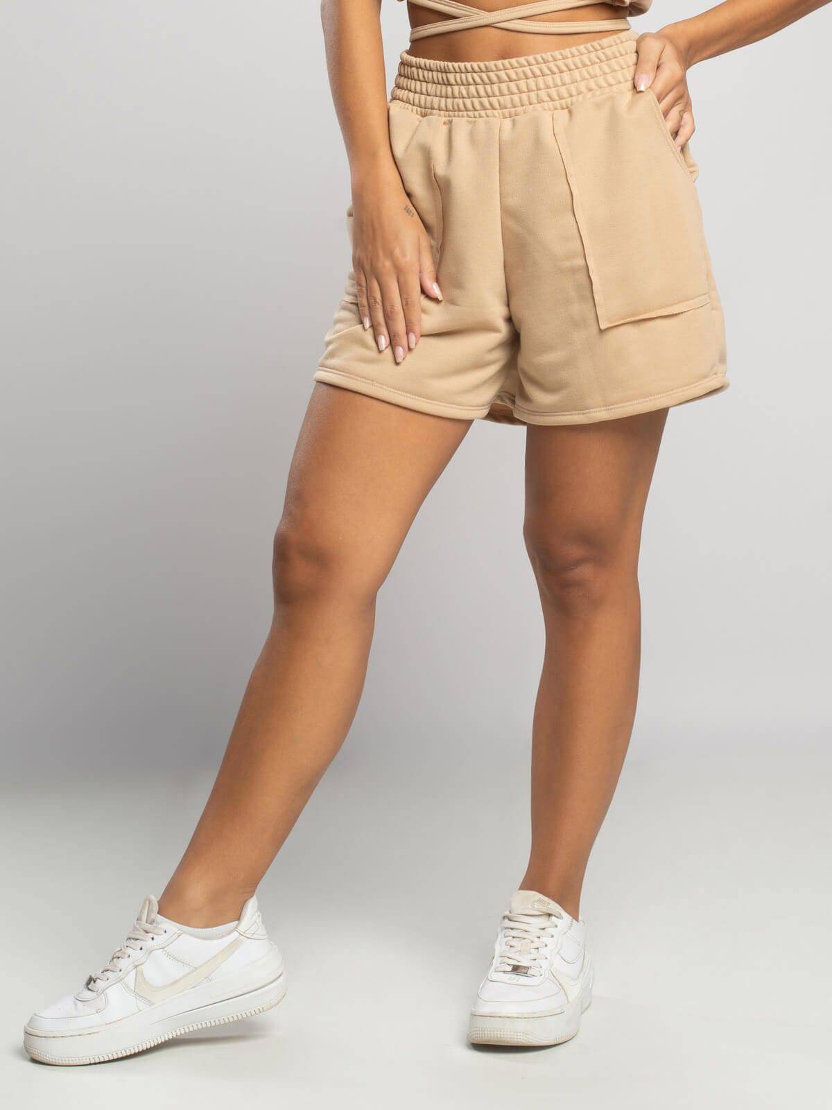 Short Curto Moletinho Bege - Vicbela