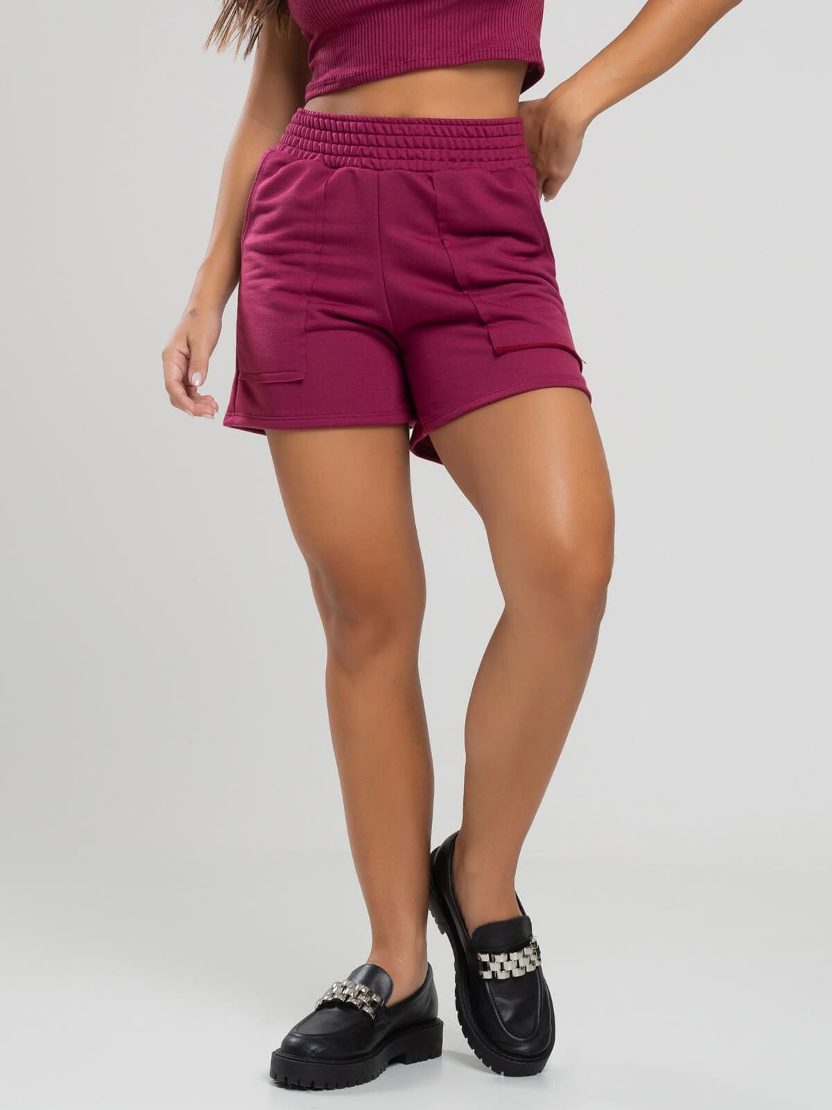 Short Curto Moletinho Vinho - Vicbela