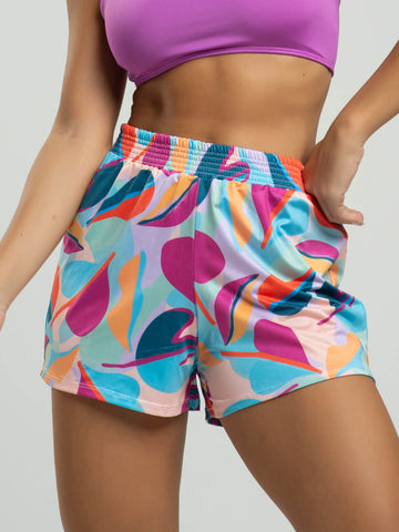 Short Curto Proteção UV Estampado Colorido - Vicbela