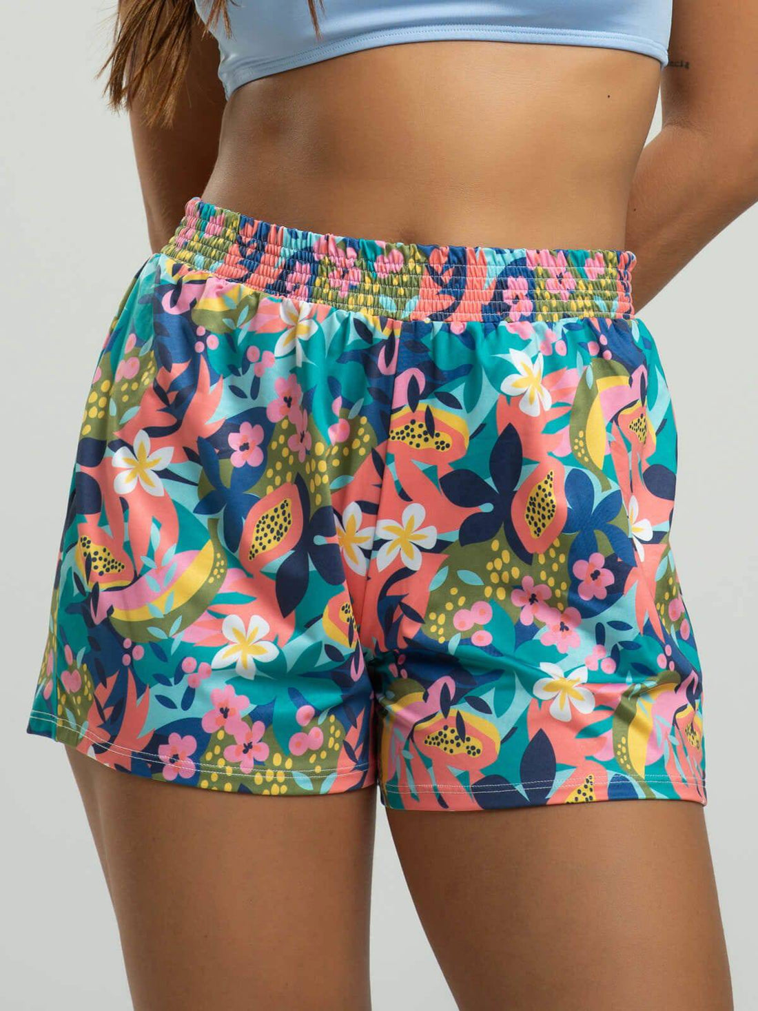Short Curto Proteção UV Estampado Flor - Vicbela