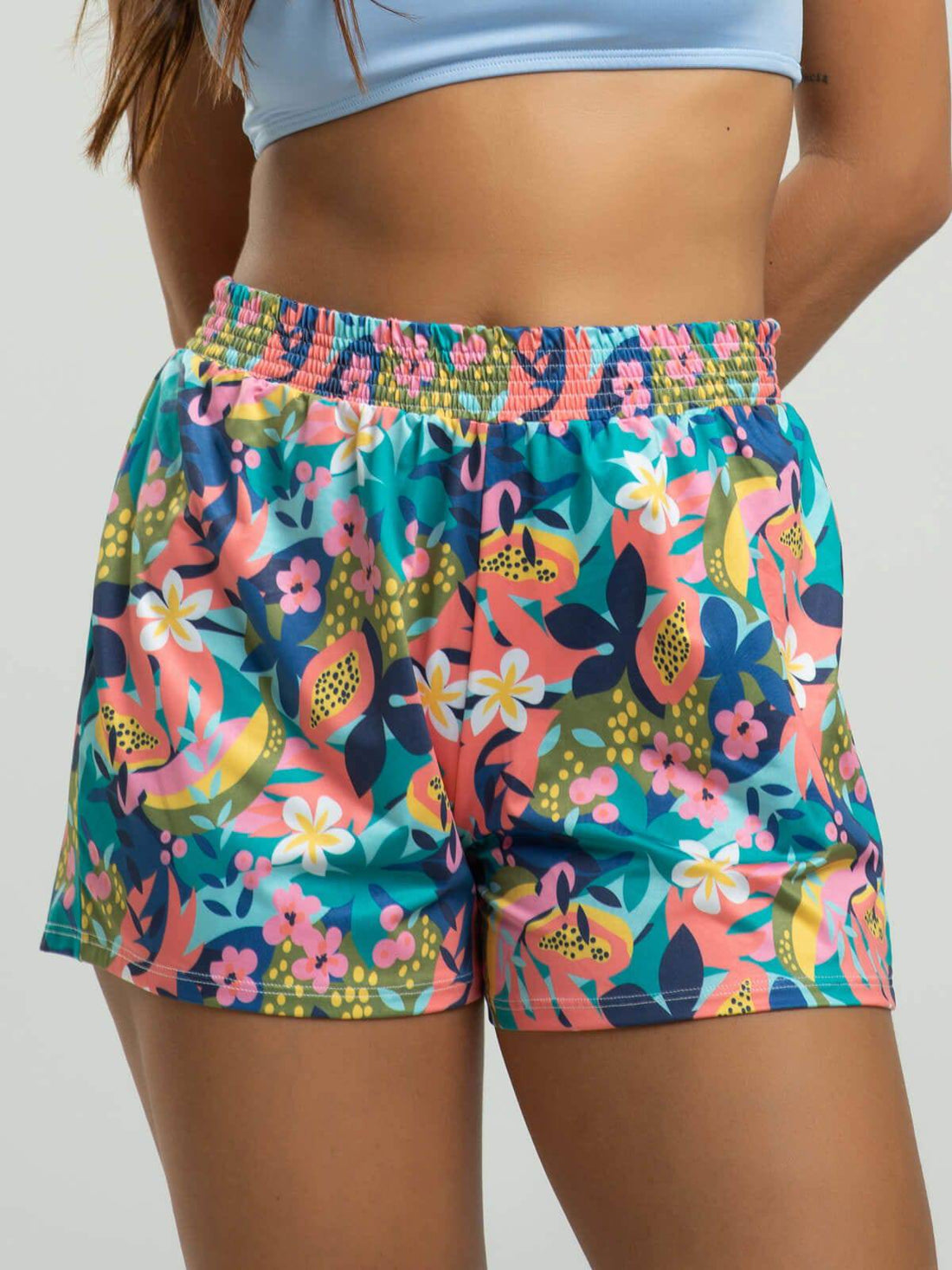 Short Curto Proteção UV Estampado Flor - Vicbela