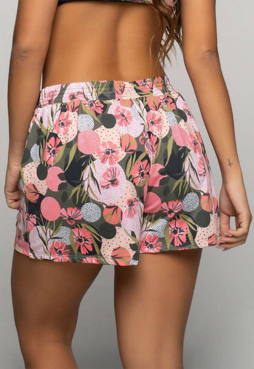 Short Curto Proteção UV Estampado Rosa - Vicbela