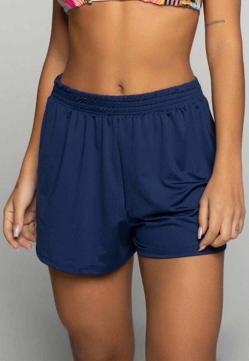 Short Curto Proteção UV Liso Azul - Vicbela