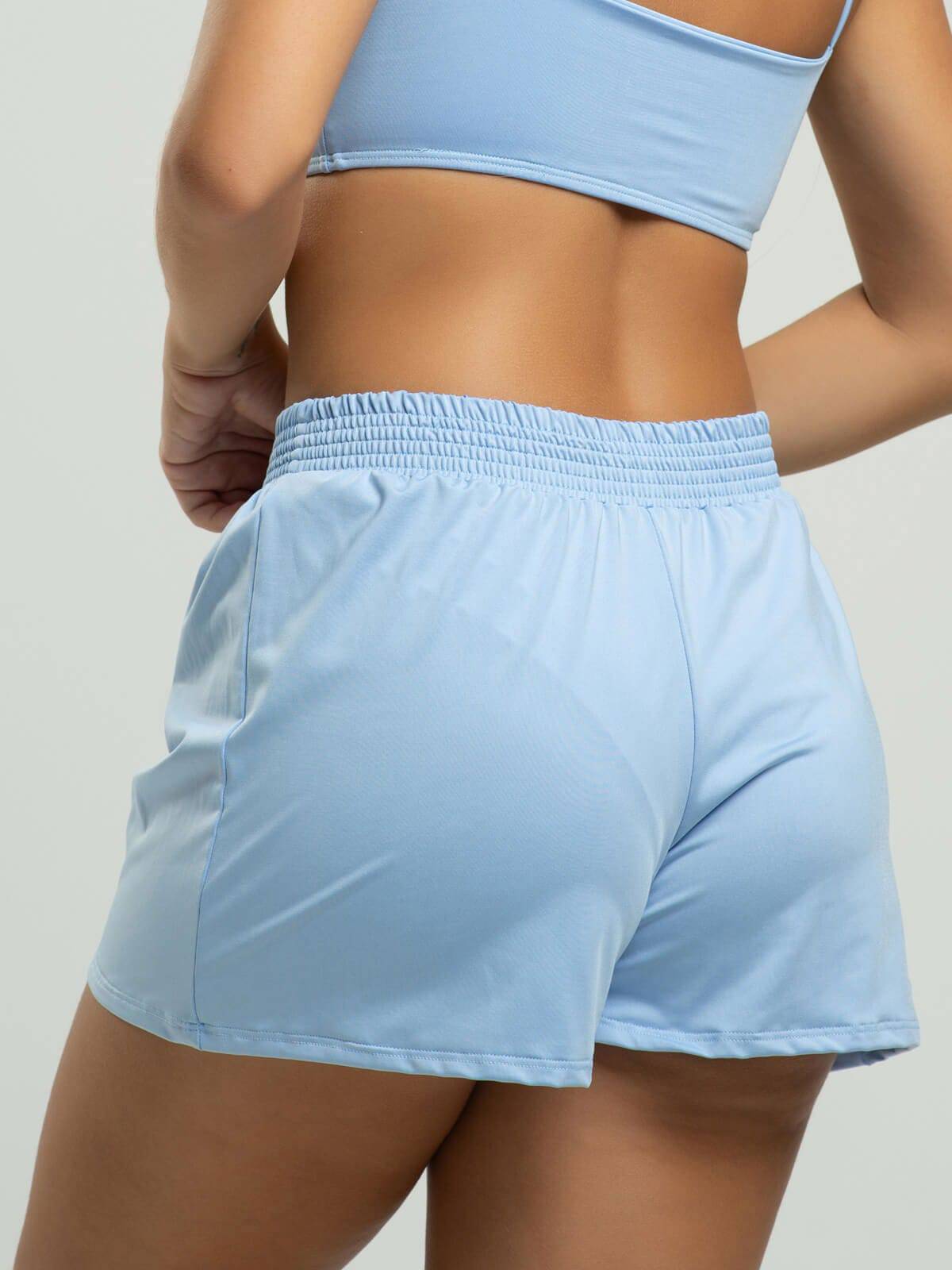 Short Curto Proteção UV Liso Azul Serenity - Vicbela