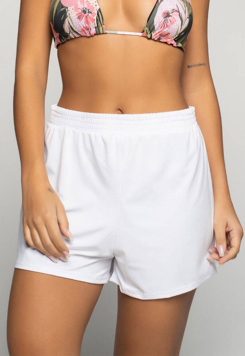 Short Curto Proteção UV Liso Branco - Vicbela