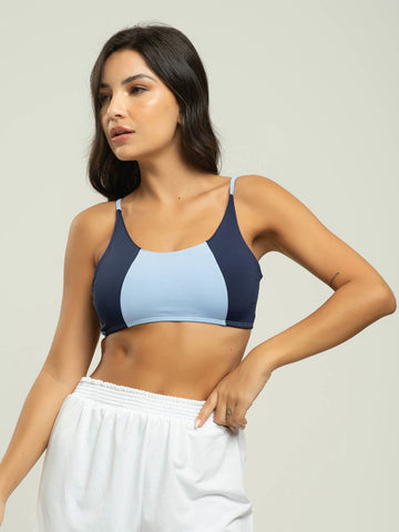 Top Alcinha Fitness Tecido Proteção Uv 50+ Azul Serenity - Vicbela