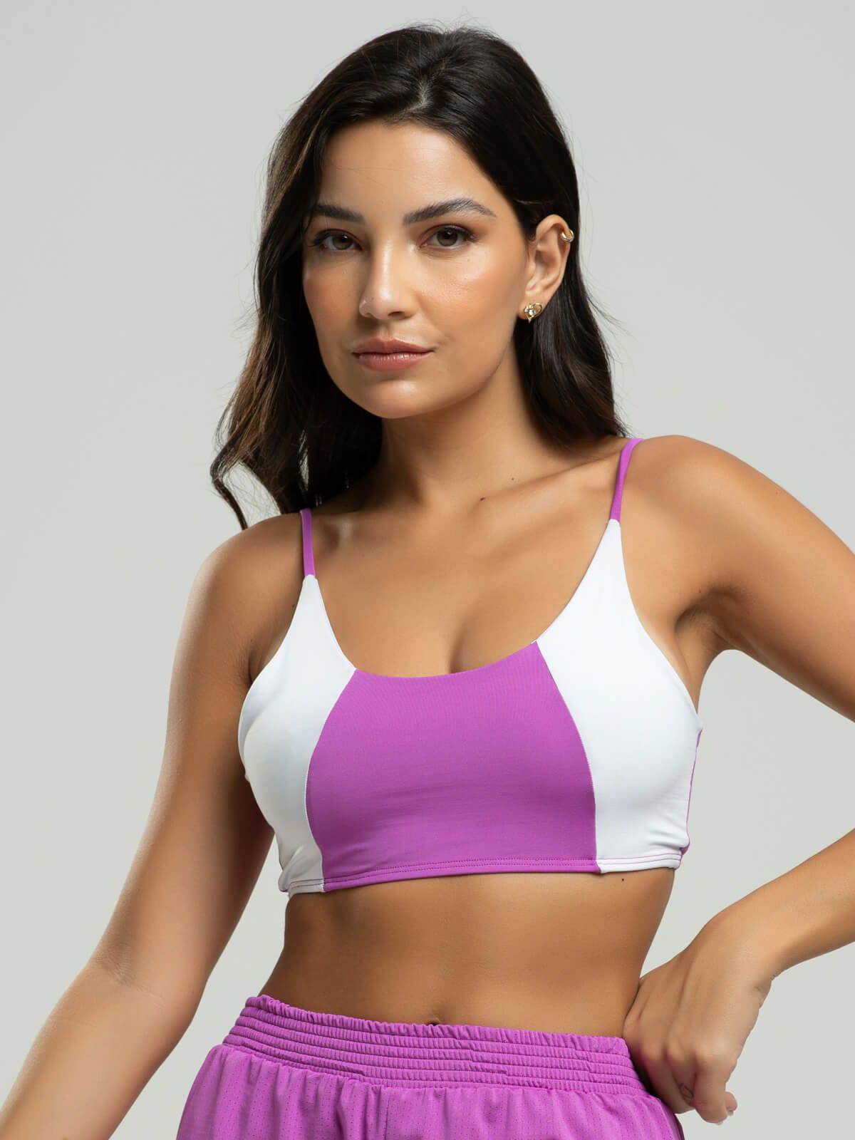Top Alcinha Fitness Tecido Proteção Uv 50+ Roxo - Vicbela