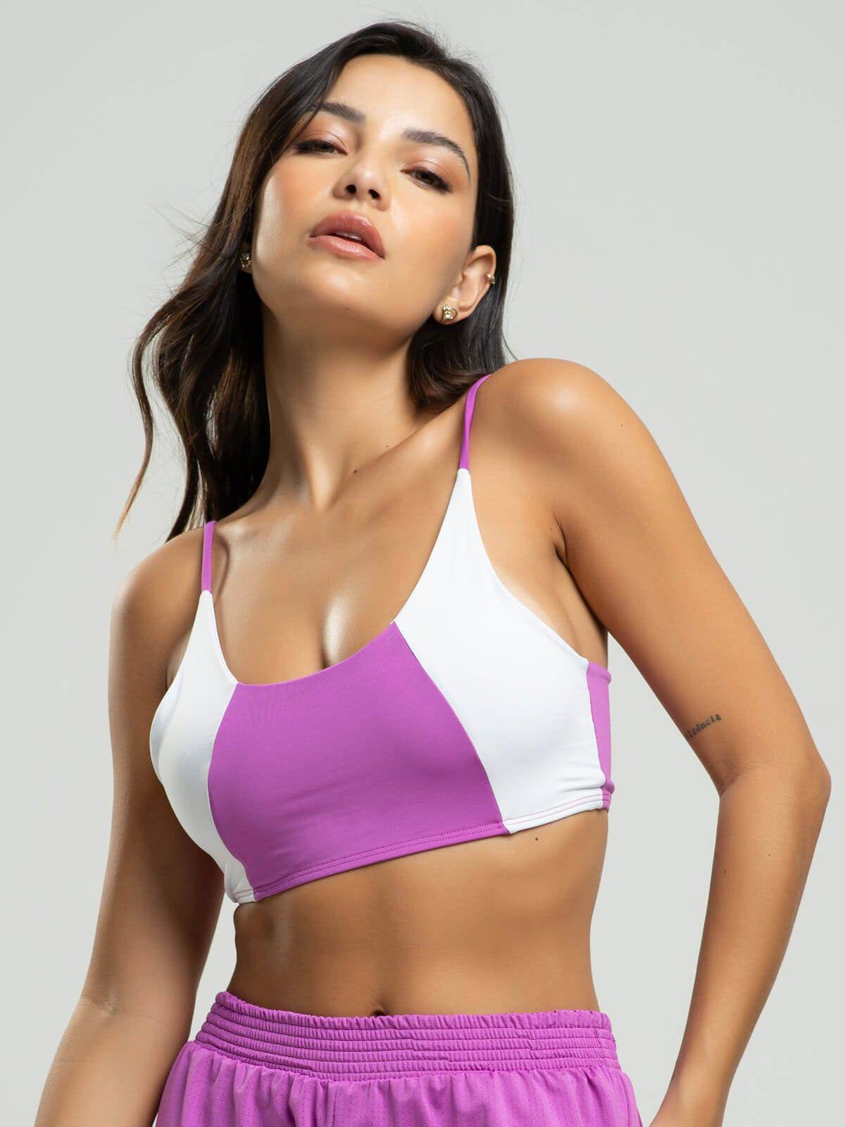 Top Alcinha Fitness Tecido Proteção Uv 50+ Roxo - Vicbela