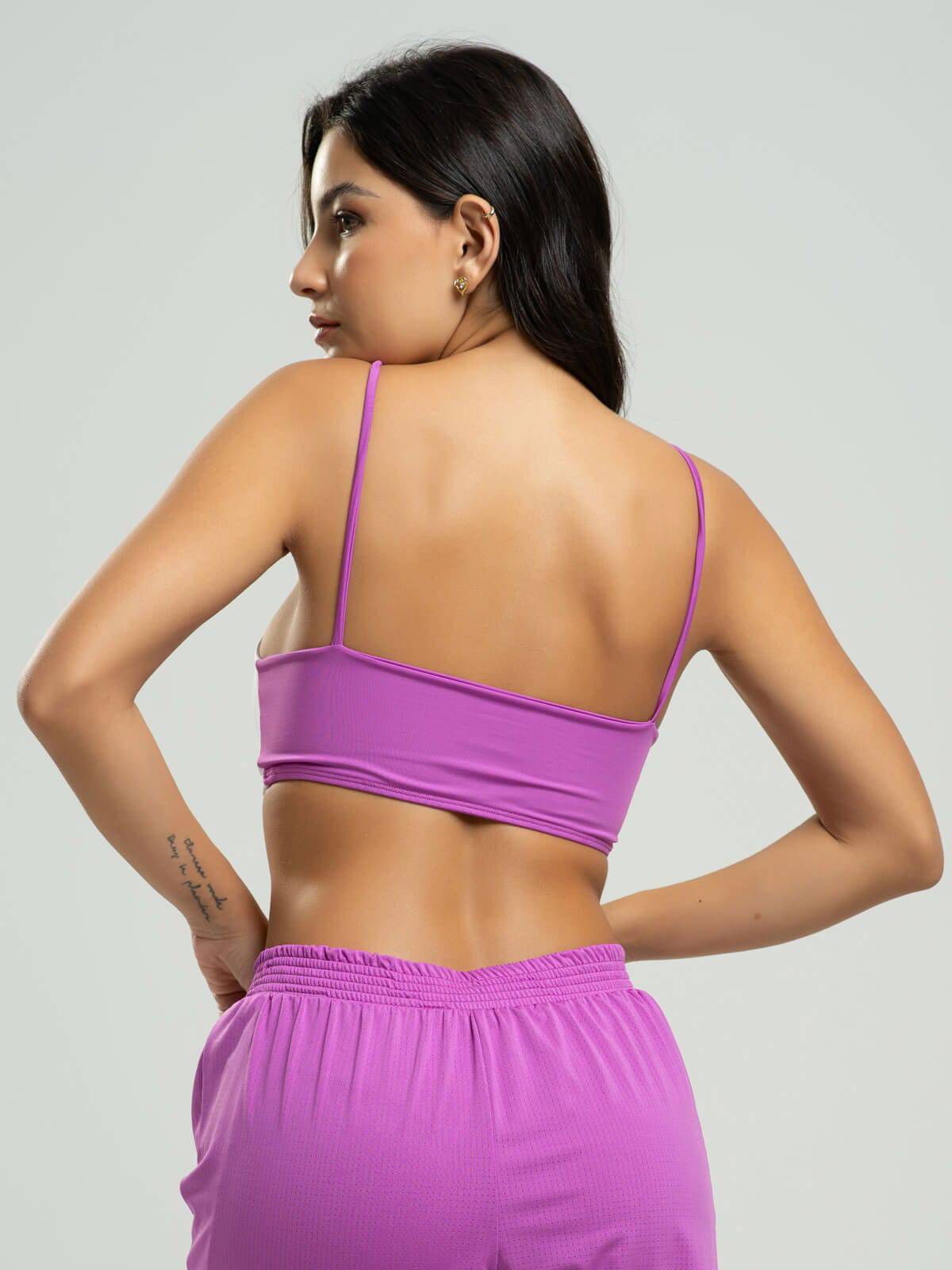 Top Alcinha Fitness Tecido Proteção Uv 50+ Roxo - Vicbela