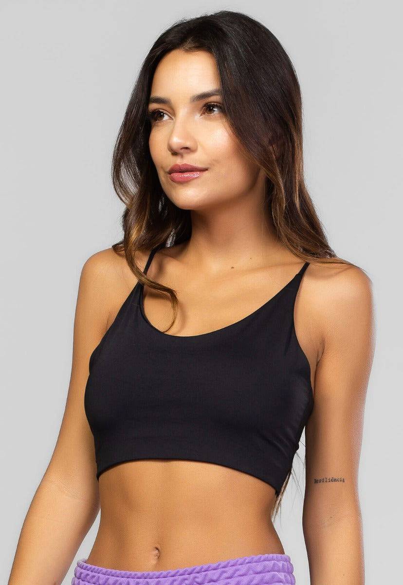Top Alcinha Microfibra Preto - Vicbela
